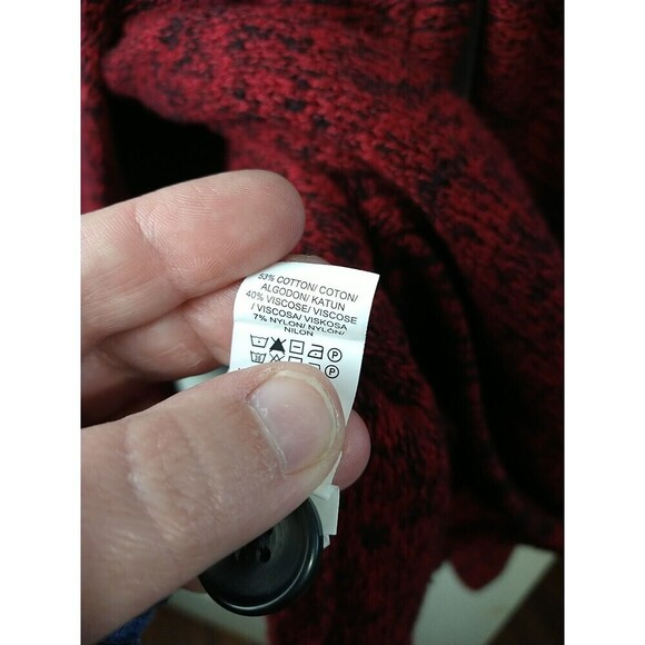 Lucky Brand Red Black Heathered Long Sleeve Button Cardigan. Size S - Picture 9 of 11
